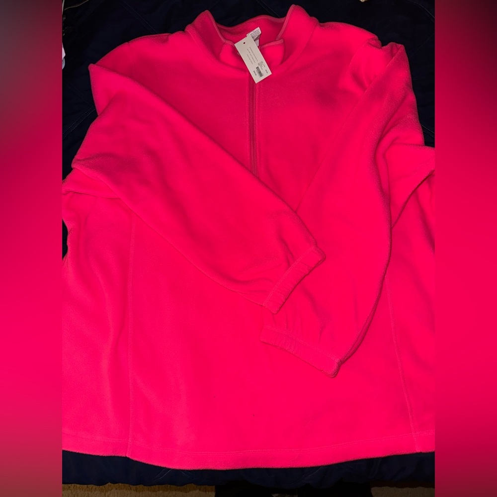 NWT LIVI by Lane Bryant hot pink 3/4 zip fleece